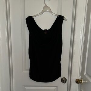 Ashley Stewart Black Draped Neck Tank Top